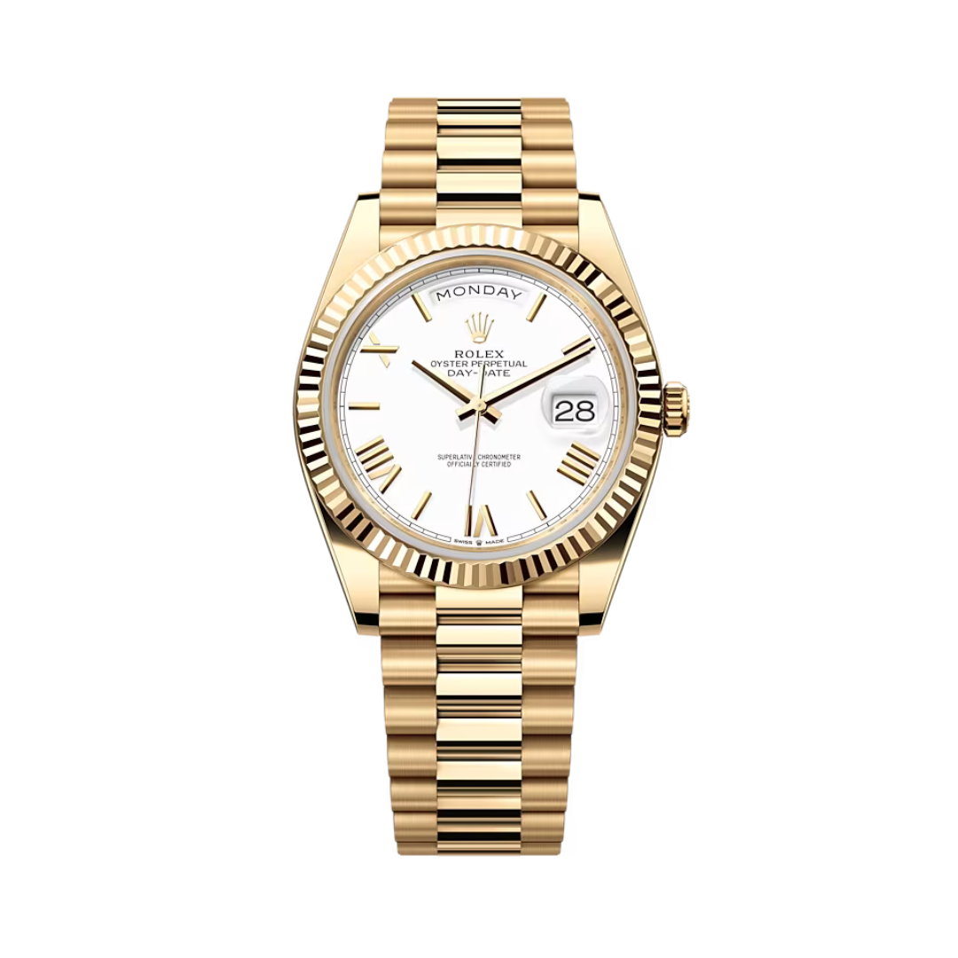 Rolex Day-Date 40 White Roman Dial, Yellow Gold, 228238